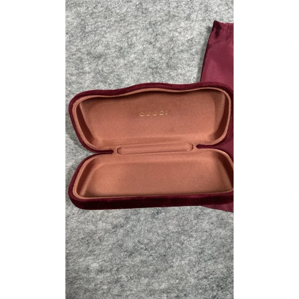 Gucci Case Burgundy Velvet Hard Sun Glasses Case Luxury Storage Box